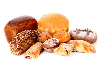 Fresh wheat bread. Isolated on white background