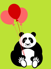 Obraz premium Happy Valentines Day Panda Bear Holding Balloons