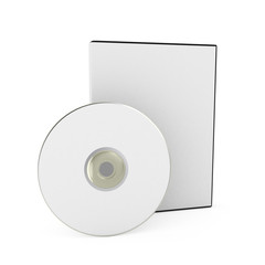 CD/DVD disk with box over white background
