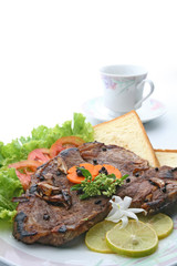 closeup of T Bone Pepper Steak dressing