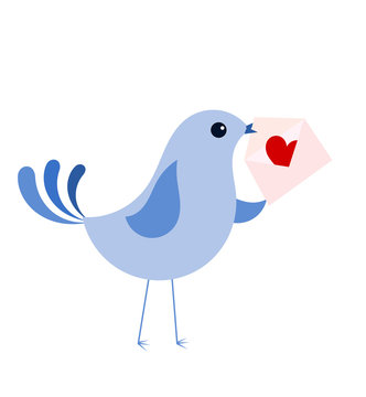 Blue bird with love letter