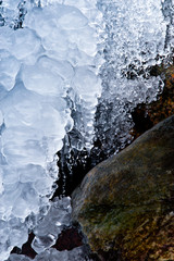 Frozen waterfall on a rocks