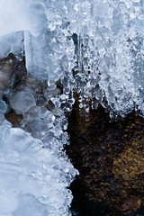 Frozen waterfall on a rocks