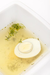 Chicken broth with dill and egg