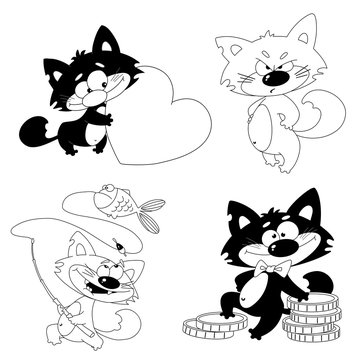 funny cats outlined