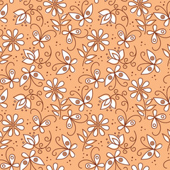 Floral seamless pattern with butterflies