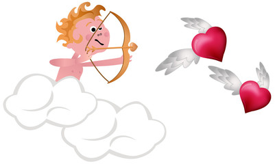 Cupid Shooting Hearts