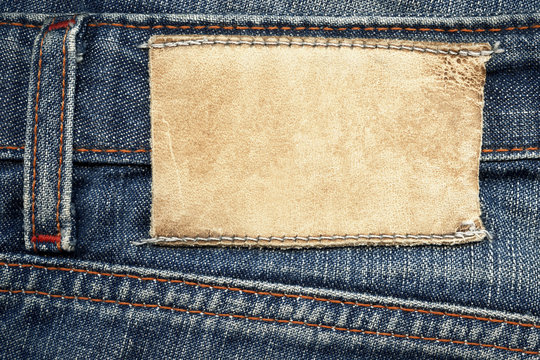 Leather label on jeans