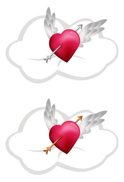 Flying Hearts with Arrows