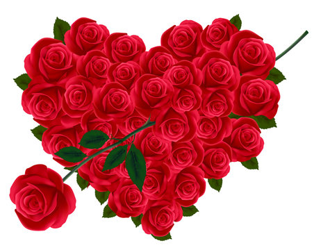 Anniversary or Valentine Heart Made Out of Roses. Vector