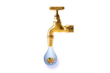 Wasserverschwendung, tropfender Wasserhahn