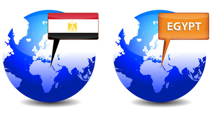 globe with egypt sign