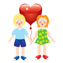 Girl and boy with a heart.