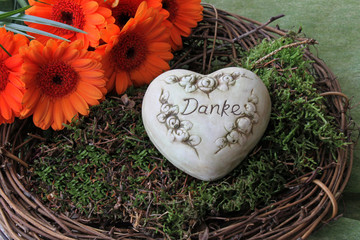 Herz mit der Inschrift Danke