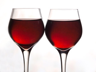 Two red wine glasses