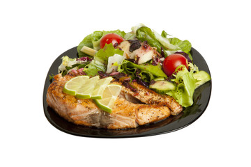 salmon with salad