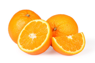 Oranges on white