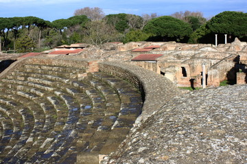 Fototapeta na wymiar detail of ancient amphitheatre in Ostia Antica