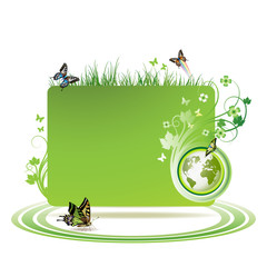 Green earth background with butterflies