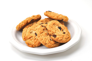 Oatmeal Cookies on Plate Isolated