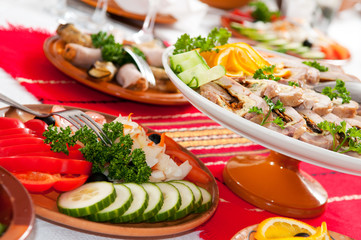 catering food table set decoration