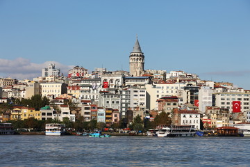 Galata Tower in Istanbul surrounded by old buildings