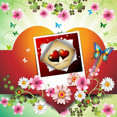 Photo with hearts, flowers and butterflies for Valentine's day