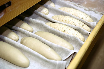 Fototapeta premium Crude baguette bakery shelf