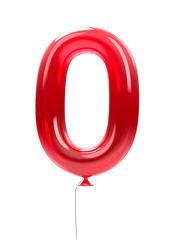 balloon number 0 red