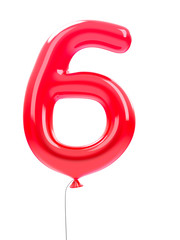 balloon number 6 red