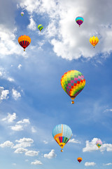 colorful hot air balloon against blue sky