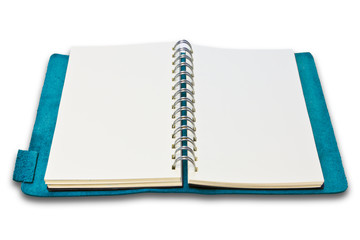 blue leather case notebook isolated