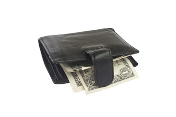 isolate wallet with dollars on a white background