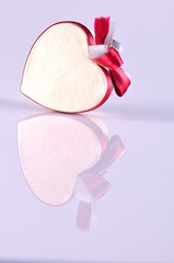 heart shaped gift box with reflection