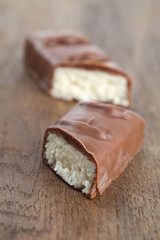 Chocolate bar with coconut filling