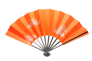 Oriental Folding Paper Fan On White Background