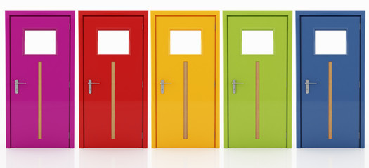 five doors in  different colors