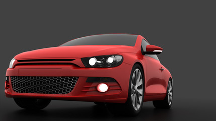 Naklejka premium Red car on dark background