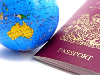 A passport next to a globe - Australia #2