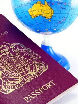 A passport next to a globe - Australia #4