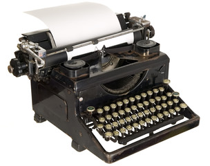 Vintage typewriter on white background