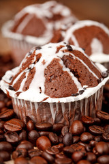 chocolate muffins with coffee
