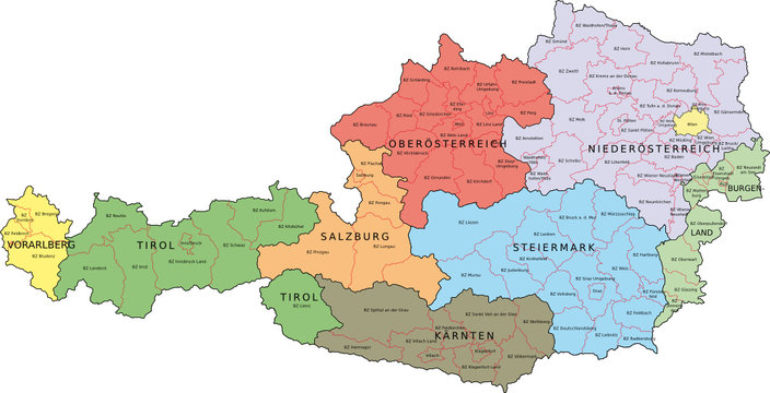 &Ouml;sterreich, Bundesl&auml;nder, Bezirke