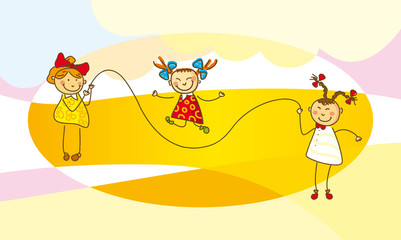 Obraz na płótnie Canvas Girls jump with a skipping rope
