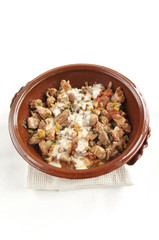 Traditional Bulgarian Gyuvetch Before Baking