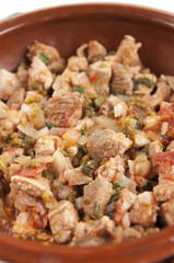 Traditional Bulgarian Gyuvetch Before Baking