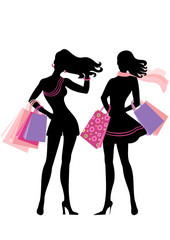 Silhouette of shopping girl