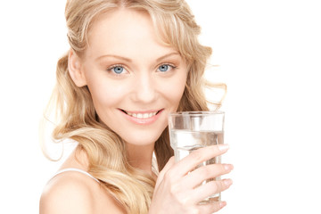 beautiful woman with glass of water