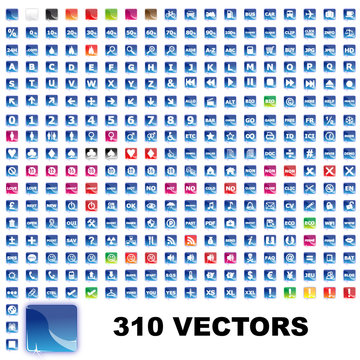 Collection of 310 pictos glossy icons web 2.0