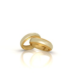 A pair of gold and silver wedding rings - a 3d image